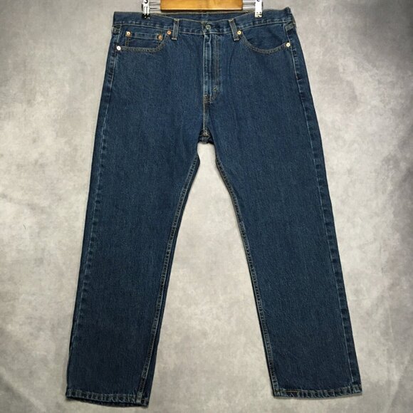 Levis Mens 505 Regular Fit Blue Jeans size 38x29 Cotton Denim Pants Copper Rivet - Picture 4 of 14